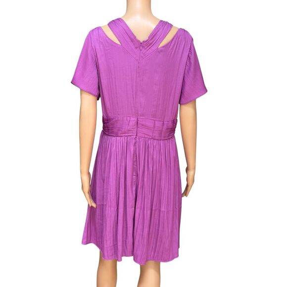 Anthropologie Deep V-Neck Vibrant satin Mini Dress size 10 - Picture 7 of 12